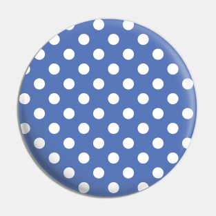 White Polka Dots Pattern on Blue Background Pin