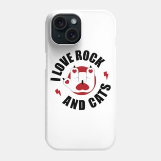 I love Rock and Roll  and Cat White Font Phone Case