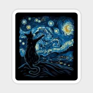Cat Starry Night Solitude Magnet