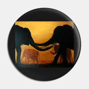 ELEPHANTS GREETING WITH TRUNKS Pin