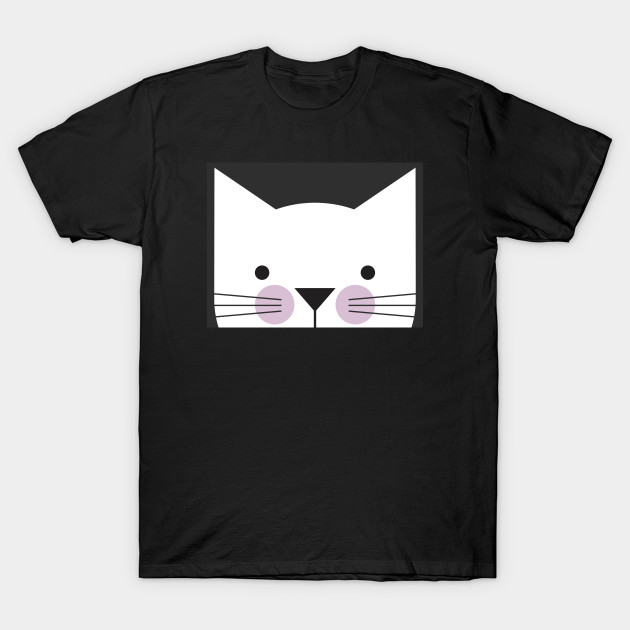 Peek-a-Boo Kitty, Black and White with Lavender Cheeks - Cats - T-Shirt