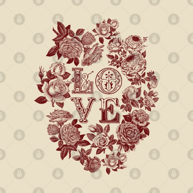 Love Typography Vintage Rose by DarkMaskedCats