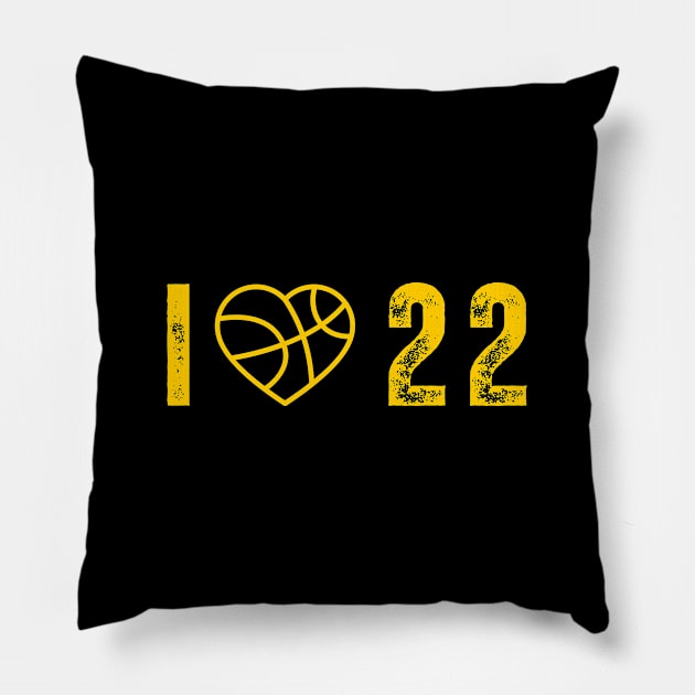 I love 22 Jersey Number 22 yellow Pillow by EyesArt