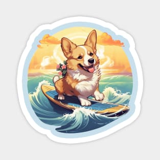 Surfing Hawaiian Corgi Magnet