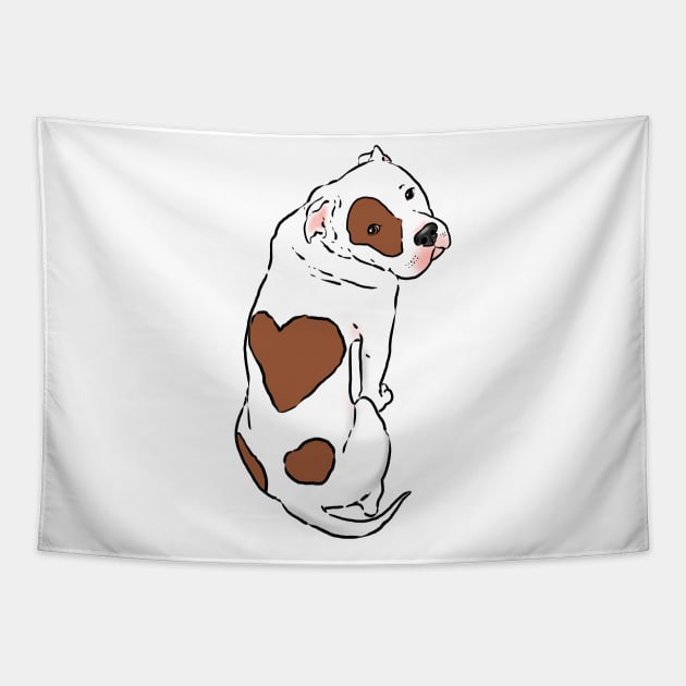 Pitbull with brown heart spot, Pitbull Love Tapestry by sockdogs