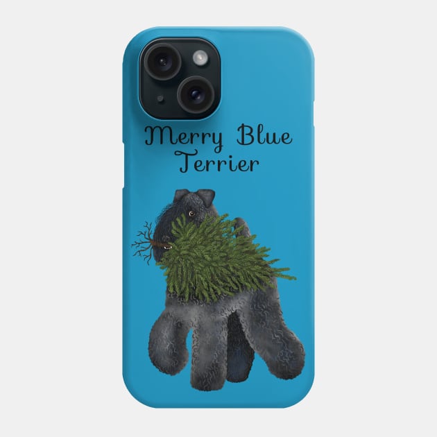 Merry Blue Terrier (Blue Background) Phone Case by illucalliart