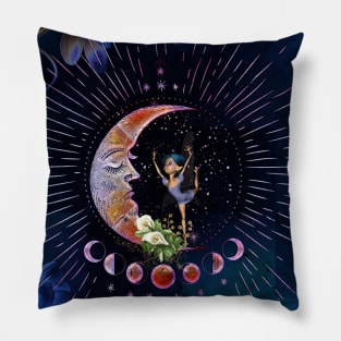 Littele fairy dancing on a moon Pillow