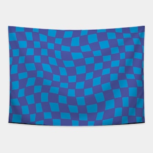 Neon Blue Purple Checker Tapestry