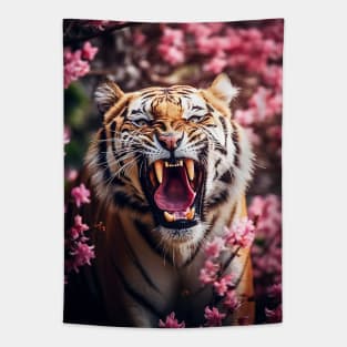 Floral Tiger roar 3 Tapestry