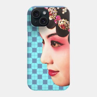 Chinese Opera Star with Bright Blue Tile Floor Pattern- Hong Kong Retro Phone Case