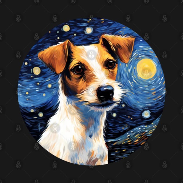 Jack Russell Terrier, van gogh style, starry night, Post-impressionism by Pattyld