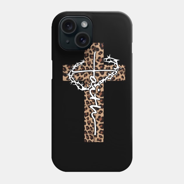 Faith Leopard Cross Christian Funny Gift Phone Case by HomerNewbergereq