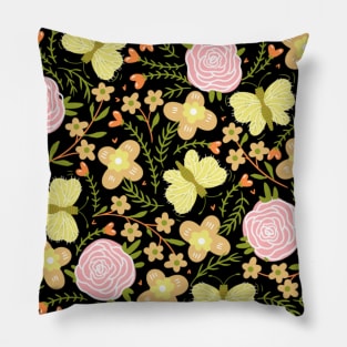 flower and butterfly Pillow