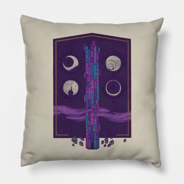 'Neath the Tower of Incomprehensible Sorcery Pillow by againstbound