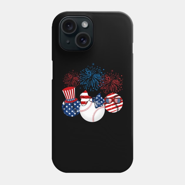 Baseball American Flag Fireworks Phone Case by Flavie Kertzmann
