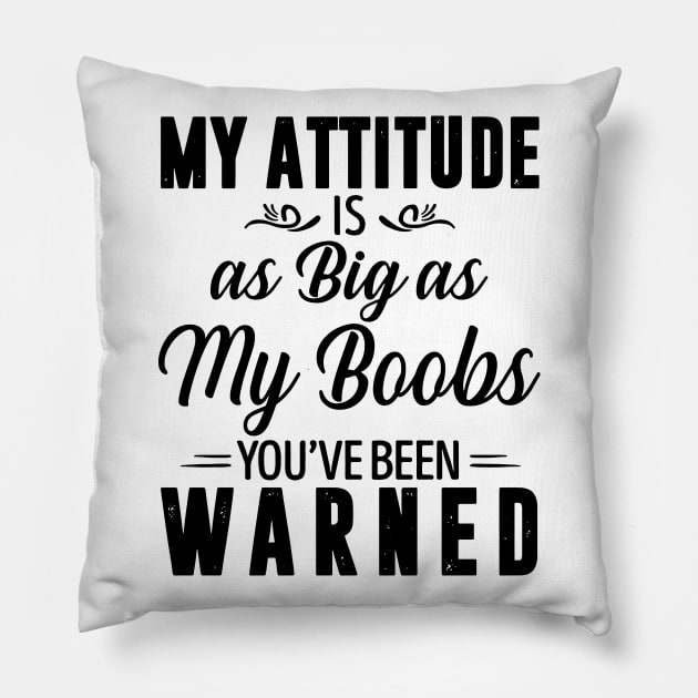 My attitude is as big as my boobs you're been warned Pillow by ninishop