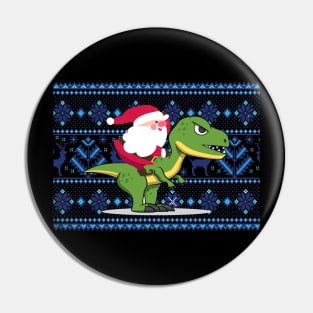 Santa riding dino t rex funny santa christmas gift Pin