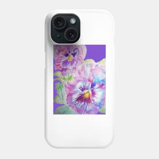 Pansy Watercolor Painting Purple Flowers Phone Case