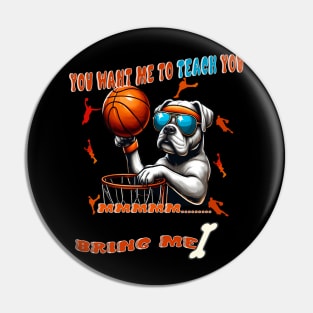 funny dog basketball player wearing glasses teach boys men Pin