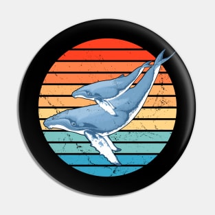 Humpback Whales 60s Sunset Pin