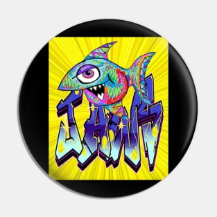 Jaws Yellow Shark Cartoon Pin