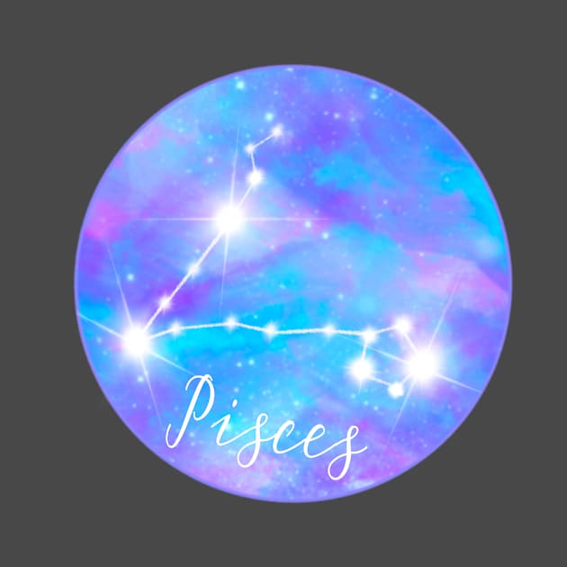 Pisces zodiac sign, stars and galaxy sky by Orangerinka