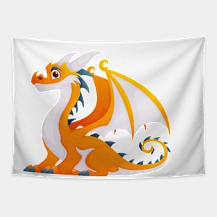 Majestic Yellow Dragon with Enormous Wings Tapestry