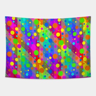 Colorful Rainbow Polka Dot Facets Tapestry