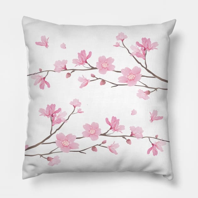 Cherry Blossom Branches – Transparent Background Pillow by DesignEnrich