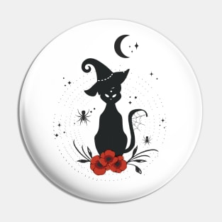 Black Halloween Cat Pin