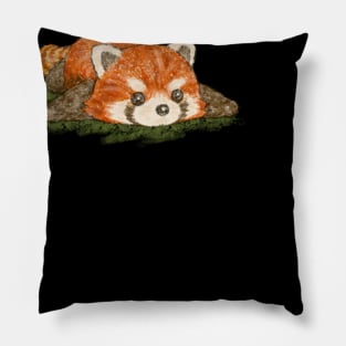 Red panda in prone position Pillow