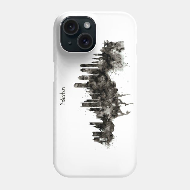 Boston Skyline Black and White Phone Case by Marian Voicu