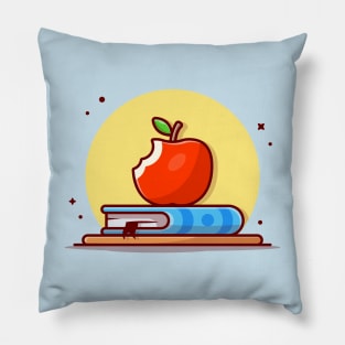 Apple On The Book Cartoon Vector Icon Illustration Pillow