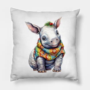 Christmas Rhino Pillow