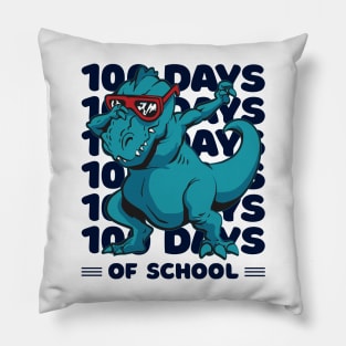 100 Days of school typography featuring a T-rex dino Dabbing #3 Pillow