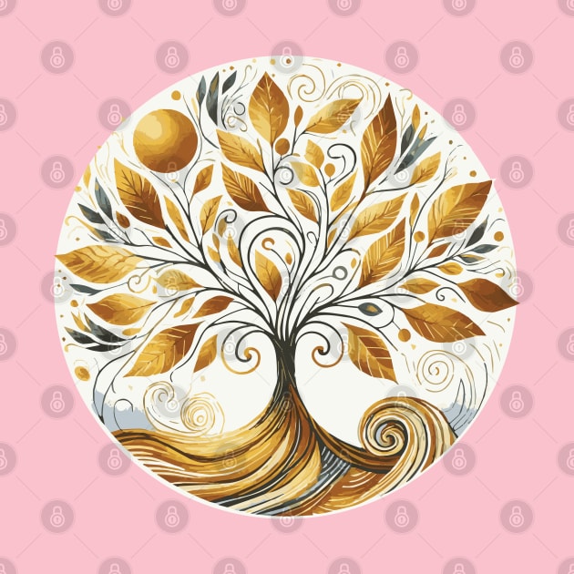 Swirly Gold Tree of Life by Heartsake