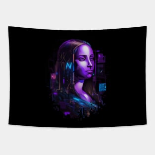 Digitally Distressed AI Generated Synthetic Renaissance Mona Lisa Tapestry