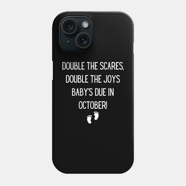 Double the Scares, Double the Joys – Baby's Due in October! Halloween, baby, Maternity Pregnancy Announcement Phone Case by Project Charlie