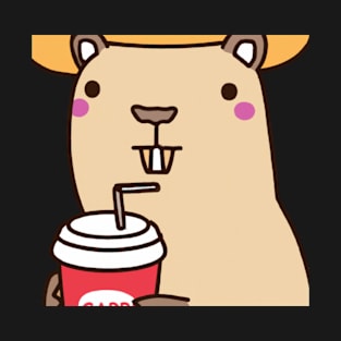Kawaii Nice Capybara having coffee T-Shirt