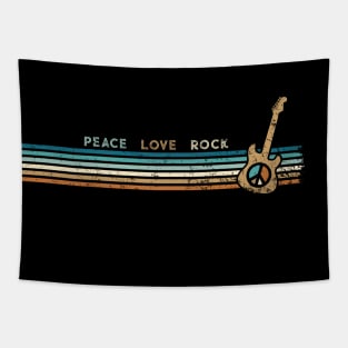 Peace Love Rock 70s Vintage Striped Tapestry