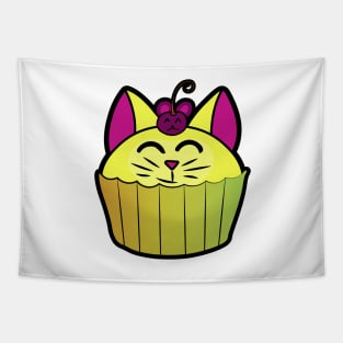Catcake With Mouse-Cherry - Yellow Tapestry
