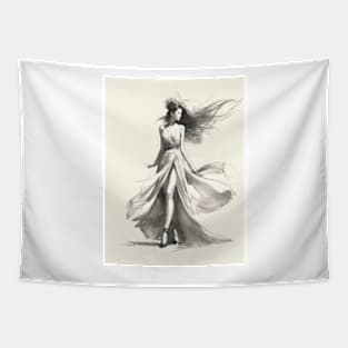 Fashion Woman Sketch Art Tapestry