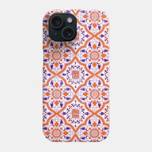 Arabic Orange and indigo Moroccan Pattern (Decorative Border) Phone Case