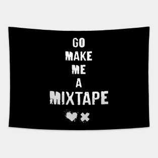 Go Make Me A Mixtape - grunge typography with splatter on heart and ex (light) Tapestry