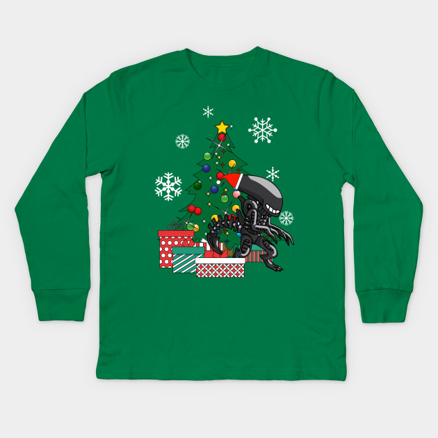 Alien Xenomorph Around The Christmas Tree Xenomorph Kids Long Sleeve T Shirt Teepublic