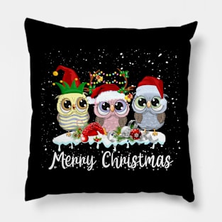 Cute Owl Merry Christmas Funny Owls Ugly Christmas Sweater T-Shirt Pillow