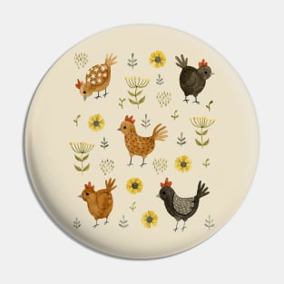 Chicken Floral Pin