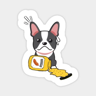 Cute French Bulldog spilled Mustard sauce Magnet