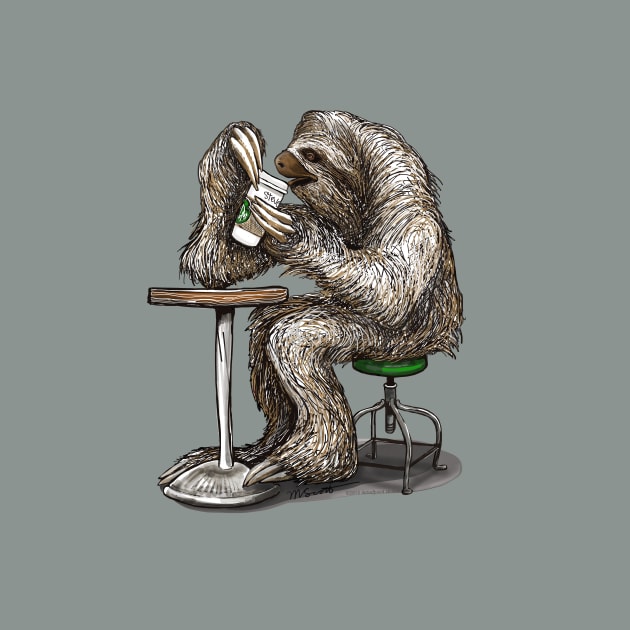 Steve the Sloth on his Coffee Break by dotsofpaint