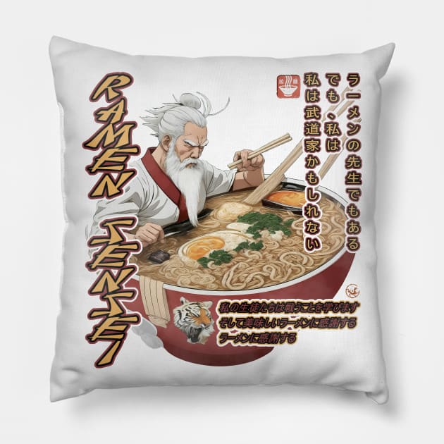 Martial Arts Ramen Noodles Fusion Sensei Pai Mei Pillow by 8 Fists of Tees